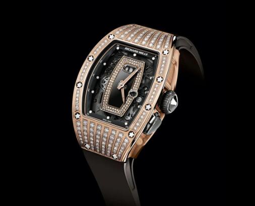 Richard Mille RM 037 Automatic Winding Gold Diamond Black Rubber Replica Watch